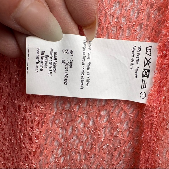 Colletta Open-Front Women's Sweater Coral Crocheted Long Sleeve Cover up Sz 12 - Picture 9 of 9